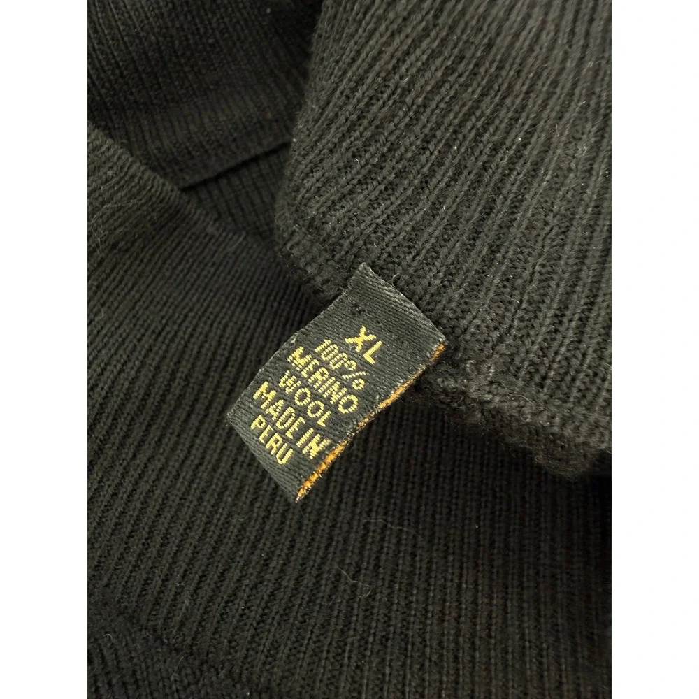 Ben Hogan Sweater Mens XL‎ Black 100% Merino Wool Mock Neck Long Sleeve Knit